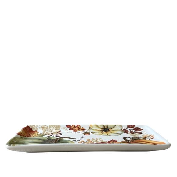 Maxcera Pumpkin Serving Platter 11x5 Ceramic Fall Harvest Thanksgiving NEW - Picture 11 of 11